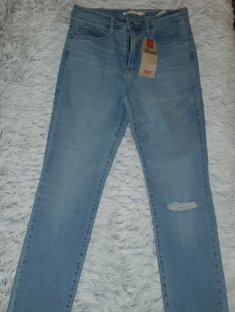*Levi's Women's Light Blue Skinny Jeans with Knee Distress*